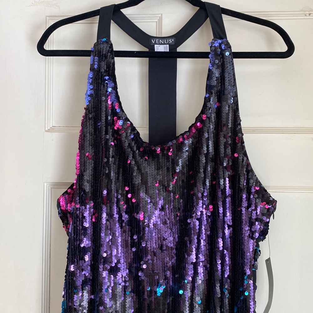 Venus sequined  (black pink blue) backless dress. Size 2X